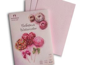 Планшет для акварели Лилия Холдинг "Кондитерская" 200х200 мм 20 л 300 г, 100% хлопок, розовый