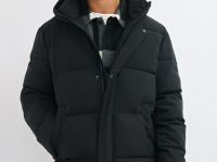 Утеплённая куртка с капюшоном, Черный
