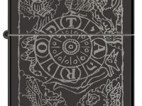 Зажигалка ZIPPO Wheel Of Fortune с покрытием High Polish Black, латунь/сталь, черная, глянцевая, 38x13x57 мм