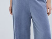 Велюровые брюки с эффектом стирки, Синий