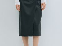 Юбка миди из искусственной кожи, Черный