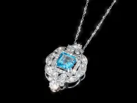 Подвеска из белого золота с бриллиантами и топазом э4709пд09240352