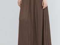 Юбка из ткани с жатым эффектом, Коричневый