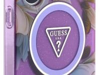Чехол Guess Glitter Flowers Triangle MagSafe для Galaxy S25 Ultra фиолетовый