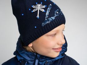 Шапка вязаная с отворотом для девочки