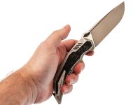 Складной нож TuoTown Tiburon satin, сталь Tmax, рукоять Grey Crystal Ti/Chaotic Black CF