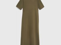 Платье-футболка с разрезом, Зеленый