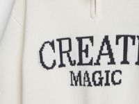 Вязаный джемпер с вышивкой для девочек, Бежевый