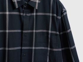 Рубашка в клетку с накладным карманом, Черный