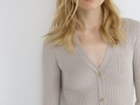 Вязаное платье мини, Бежевый