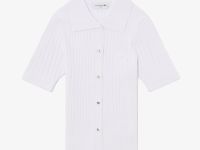 Женский лёгкий свитер Lacoste с коротким рукавом и воротником-поло