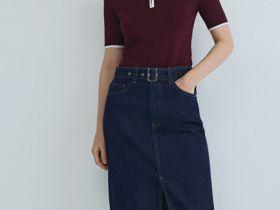 Джинсовая юбка миди, Синий