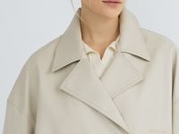 Короткая куртка-тренч из искусственной кожи, Бежевый