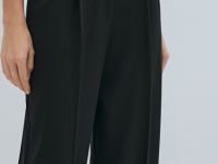Прямые брюки со складками, Черный