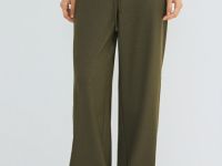 Прямые брюки с эластичным поясом, Зеленый