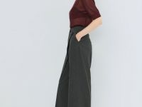 Широкие брюки с асимметричной деталью, Серый