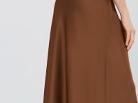 Сатиновая юбка А-силуэта, Оранжевый