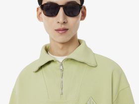 Мужская хлопковая толстовка Lacoste с высоким воротом и застежкой-молнией