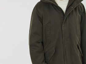 Удлинённая утеплённая парка с капюшоном, Зеленый