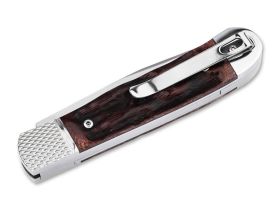 Автоматический нож Boker Hidden Release Trapper Appaloosa Bone, сталь D2, рукоять кость, коричневый