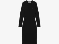 Длинное бесшовное платье Lacoste с боковым вырезом и длинным рукавом