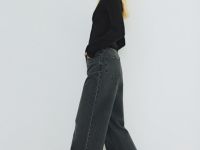 Широкие джинсы со средней посадкой, Серый