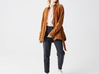 Женское кожаное полупальто Lacoste с поясом