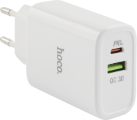 Зарядное устройство Hoco C57A USB/USB-C 18 Вт Белое