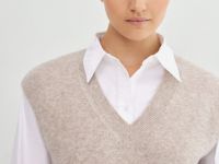 Укороченный вязаный жилет, Бежевый