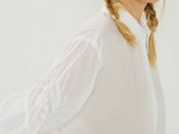 Блузка из вуалевого хлопка с вышивкой, Белый