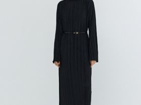 Трикотажное платье с ремнём, Черный