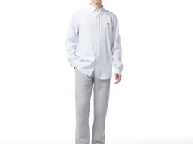 Мужская рубашка Lacoste с монограммой из смеси льна
