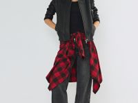 Широкие джинсы с высокой посадкой, Серый