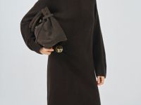 Платье-свитер с содержанием шерсти, Коричневый