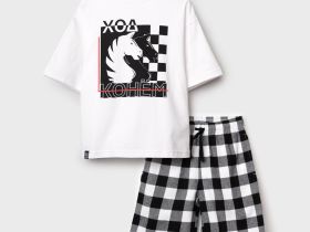 Комплект для мальчиков: фуфайка (футболка) трикотажная, шорты текстильные