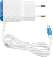 Зарядное устройство Red Line NC-2.1AC(B) USB/USB с кабелем microUSB 10 Вт Белое / Синее