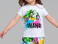 Комплект детский трикотажный для девочек: фуфайка (футболка), шорты