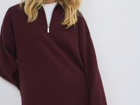 Джемпер с воротником-стойкой на молнии, Фиолетовый