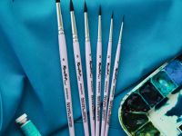 Кисть имитация белки №1 круглая Roubloff "start" короткая ручка, сиреневая матовая, серебристая обой