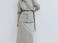 Юбка миди из искусственной замши, Серый