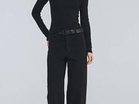 Укороченные широкие джинсы, Черный