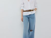 Рубашка из хлопка с рукавом 3/4, Белый