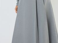 Юбка миди А-силуэта, Серый