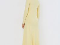 Вязаное платье с отложным воротником, Желтый