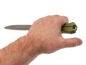 Тактический нож Mr.Blade Leshiy serrated stonewash, сталь AUS-8, рукоять OD Green Elastron