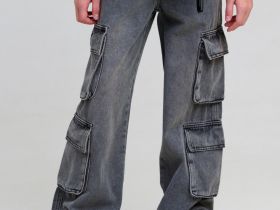 Брюки текстильные джинсовые для девочек