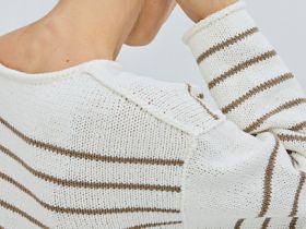 Укороченный джемпер в полоску, Бежевый
