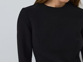 Платье мини с контрастными манжетами, Черный