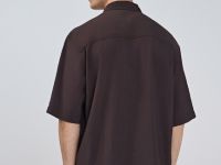 Рубашка с коротким рукавом из тенселя, Коричневый