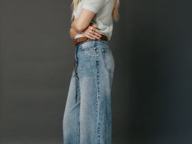 Широкие джинсы Wide leg с ремнём, Синий